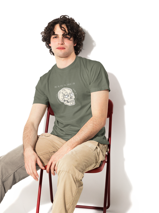 Beauty In Decay Skull T-Shirt, Minimal Gothic Tee, Elegant Aesthetic Graphic Shirt