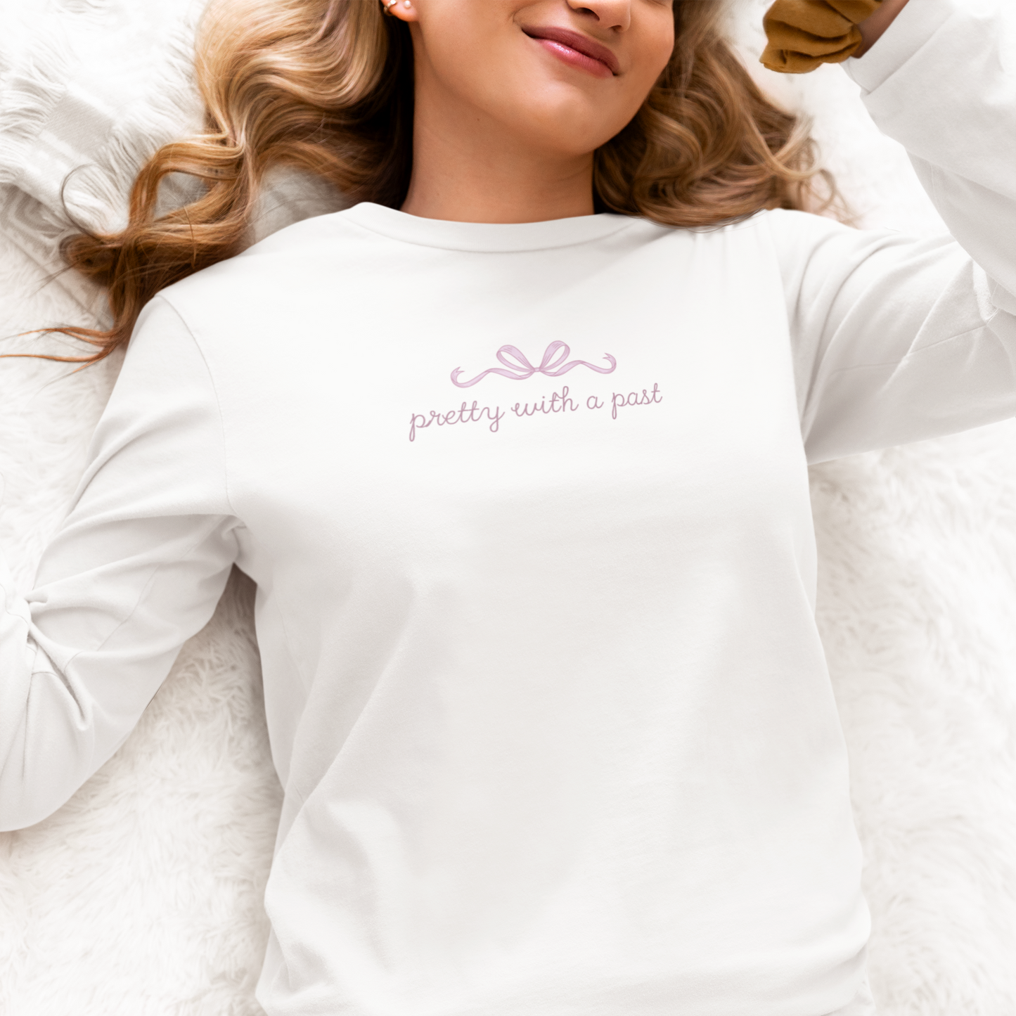 Pretty with a Past Long-Sleeve T-shirt, Soft Aesthetic Tee, Coquette & Minimal