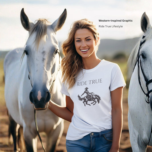 Ride True Cowboy T-Shirt, Rustic Western Graphic Tee, Timeless Country Rodeo Shirt