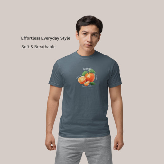 Orange Farmers Market T-Shirt, Trendy Colorful Tee, Unique Fruit Top