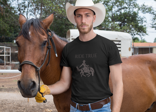 Ride True Cowboy T-Shirt, Rustic Western Graphic Tee, Timeless Country Rodeo Shirt