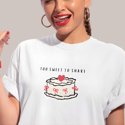 Too Sweet To Share Cake Graphic T-Shirt, Funny Stylish Tee, Cute Trendy Attire