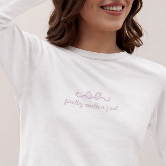 Pretty with a Past Long-Sleeve T-shirt, Soft Aesthetic Tee, Coquette & Minimal