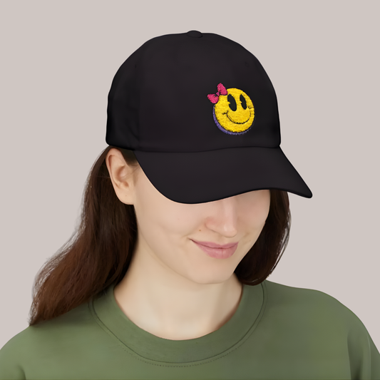 Trendy Cap - Funny Smiley Face Hat, Unique Quirky Playful Eye-Catching Dad Cap, Baseball Cap, Hipster Cap, Fashion Statement, Happy Cap