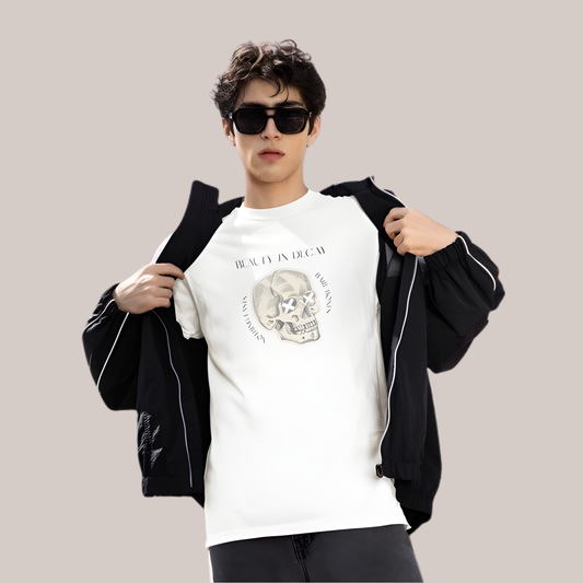 Beauty In Decay Skull T-Shirt, Minimal Gothic Tee, Elegant Aesthetic Graphic Shirt