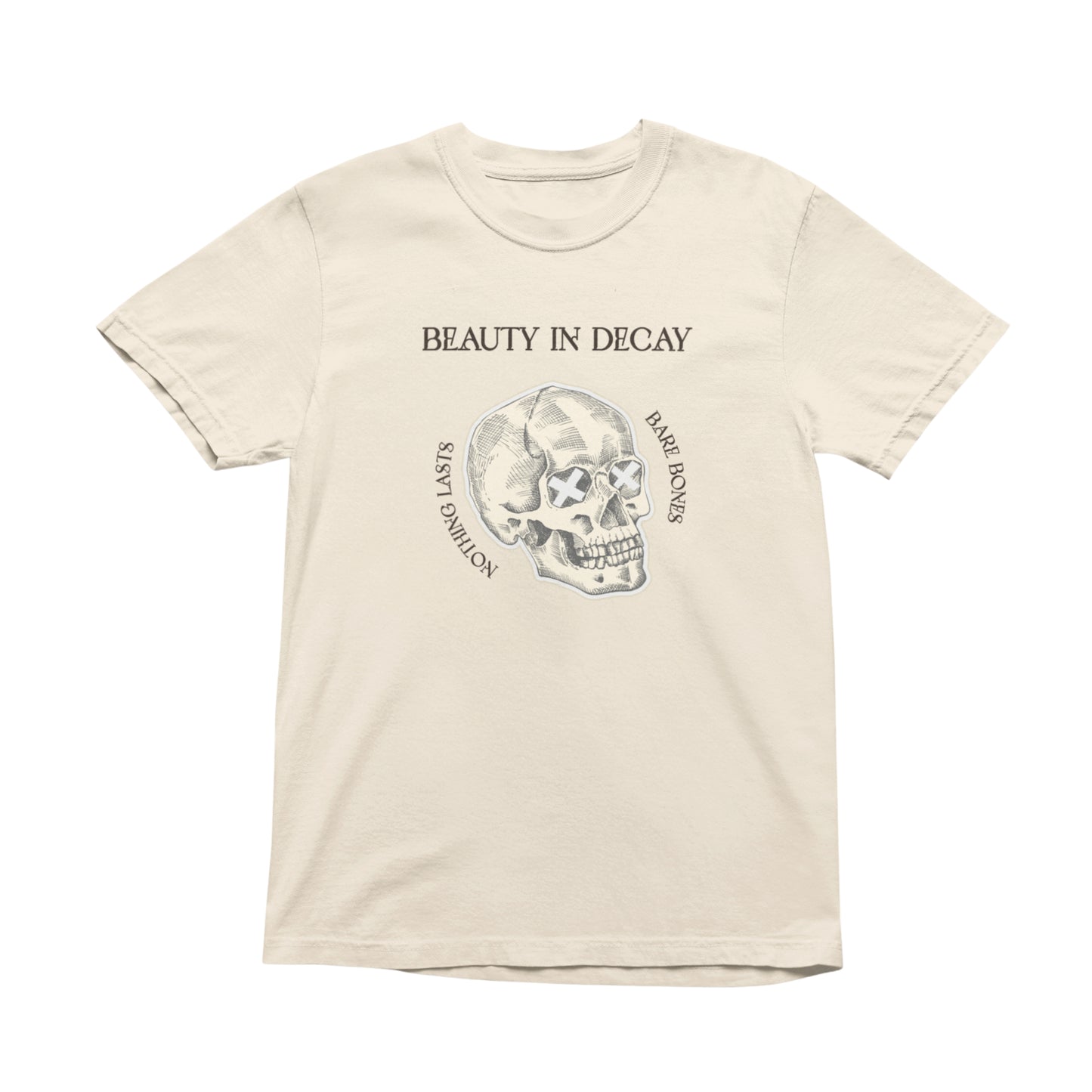 Beauty In Decay Skull T-Shirt, Minimal Gothic Tee, Elegant Aesthetic Graphic Shirt