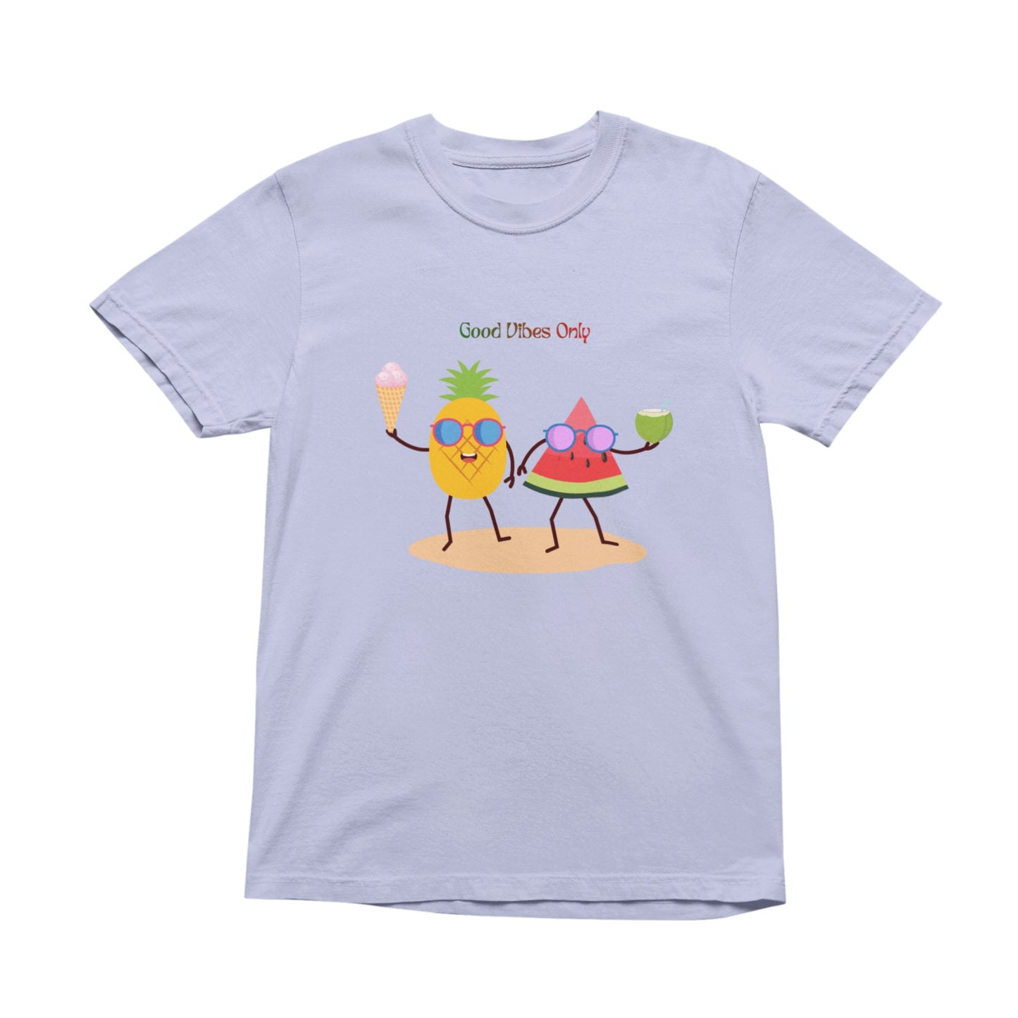 Good Vibes Only Graphic T-Shirt, Funny Fruit Summer Tee, Unisex Casual Short Sleeve Shirt