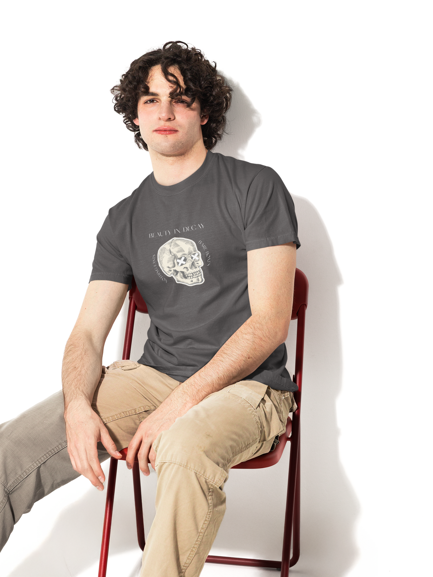 Beauty In Decay Skull T-Shirt, Minimal Gothic Tee, Elegant Aesthetic Graphic Shirt