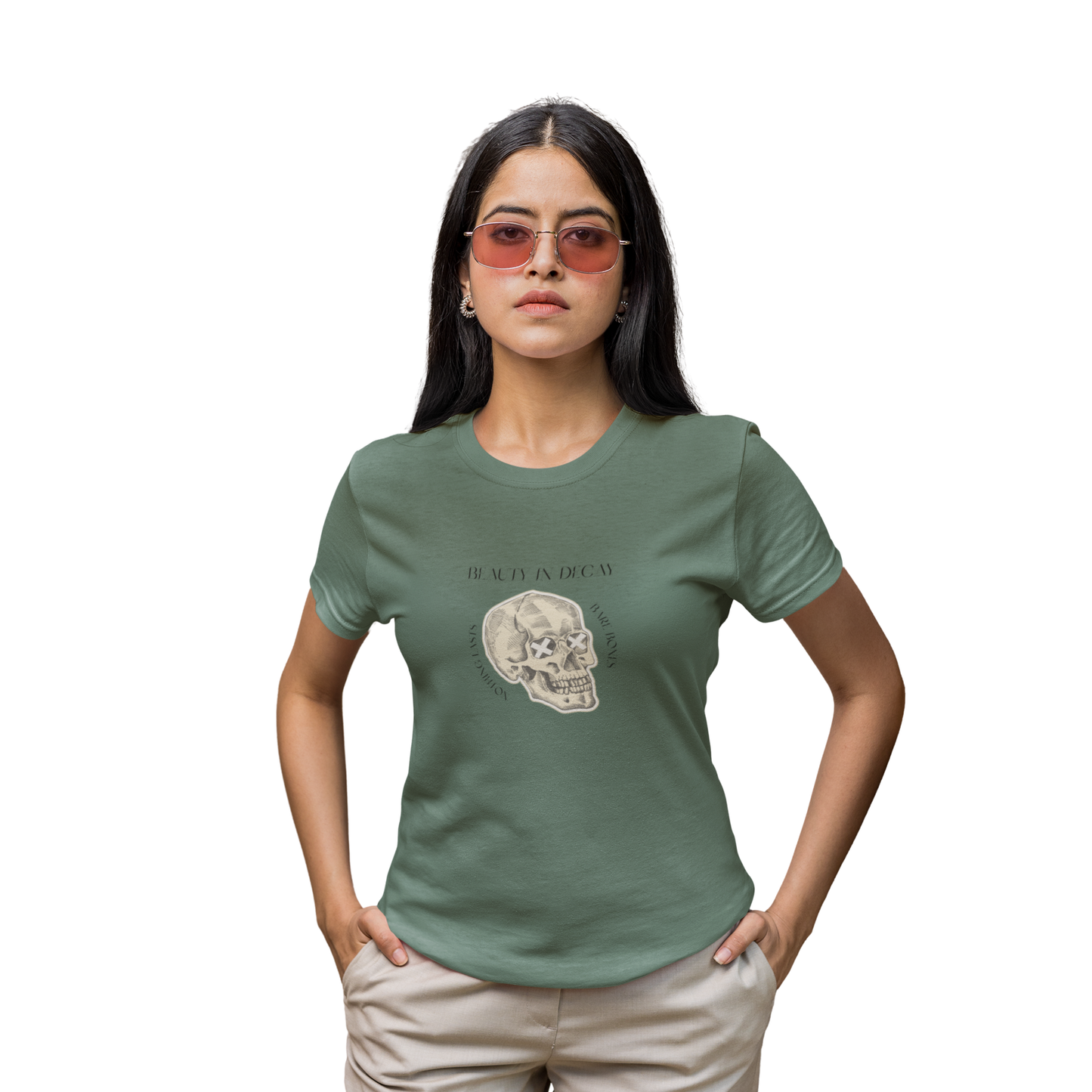 Beauty In Decay Skull T-Shirt, Minimal Gothic Tee, Elegant Aesthetic Graphic Shirt