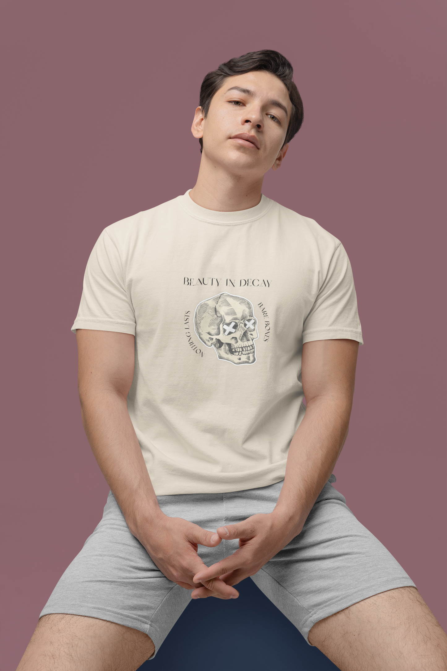 Beauty In Decay Skull T-Shirt, Minimal Gothic Tee, Elegant Aesthetic Graphic Shirt