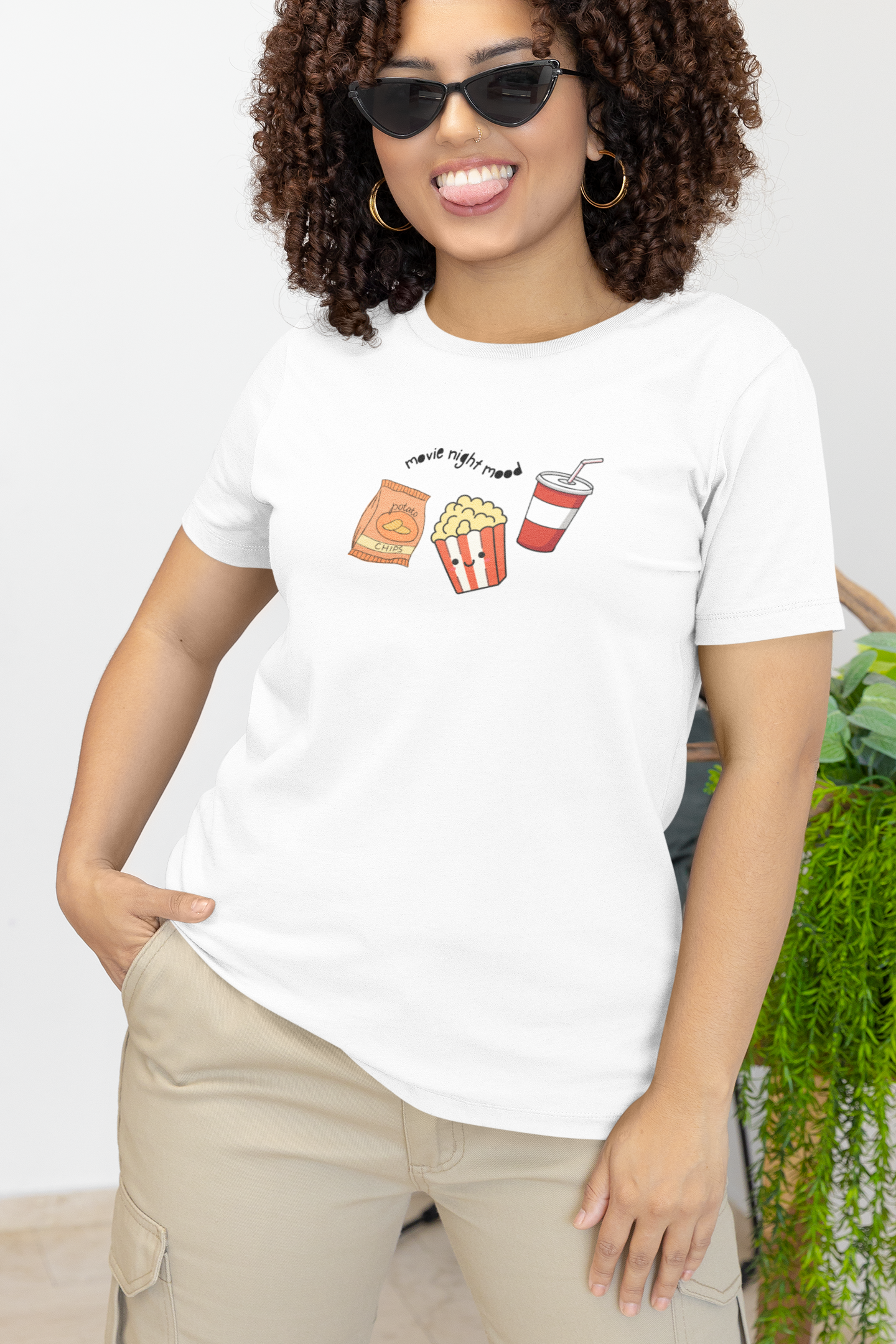 Movie Night Mood Short-Sleeve T-Shirt, Funny Snack Tee