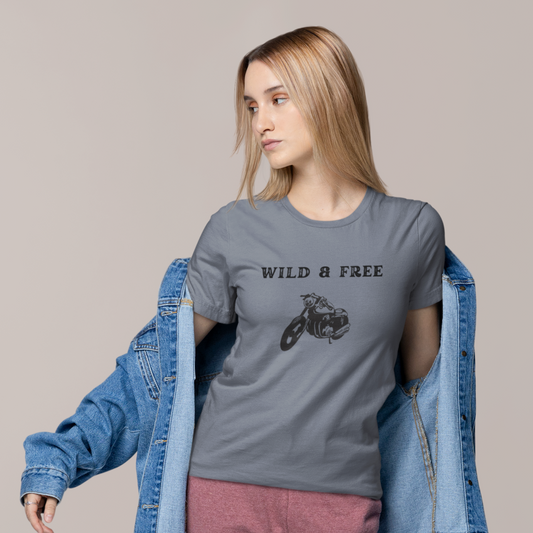 Wild & Free Motorcycle Tee: Unisex Adventure Shirt