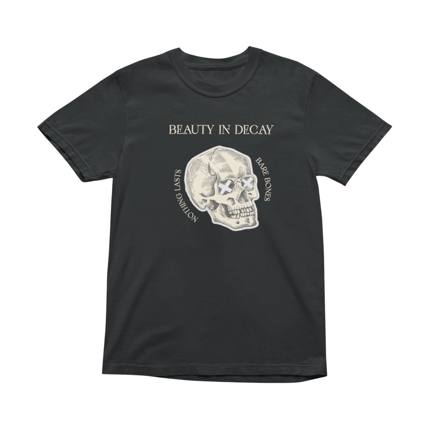Beauty In Decay Skull T-Shirt, Minimal Gothic Tee, Elegant Aesthetic Graphic Shirt