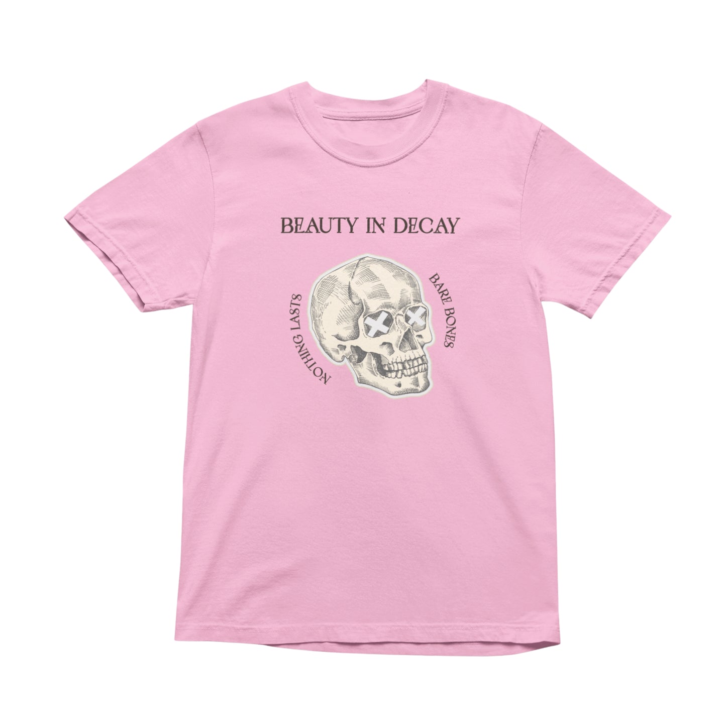 Beauty In Decay Skull T-Shirt, Minimal Gothic Tee, Elegant Aesthetic Graphic Shirt