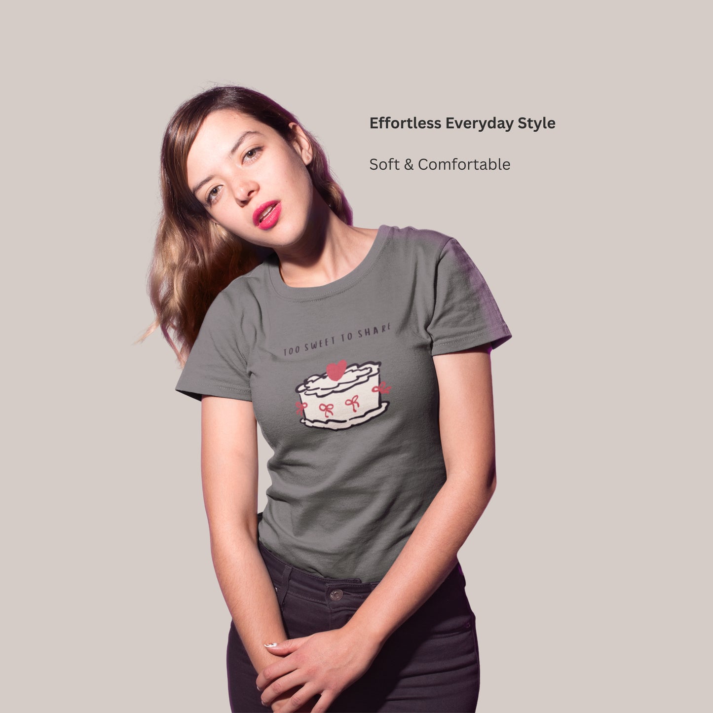 Too Sweet To Share Cake Graphic T-Shirt, Funny Stylish Tee, Cute Trendy Attire