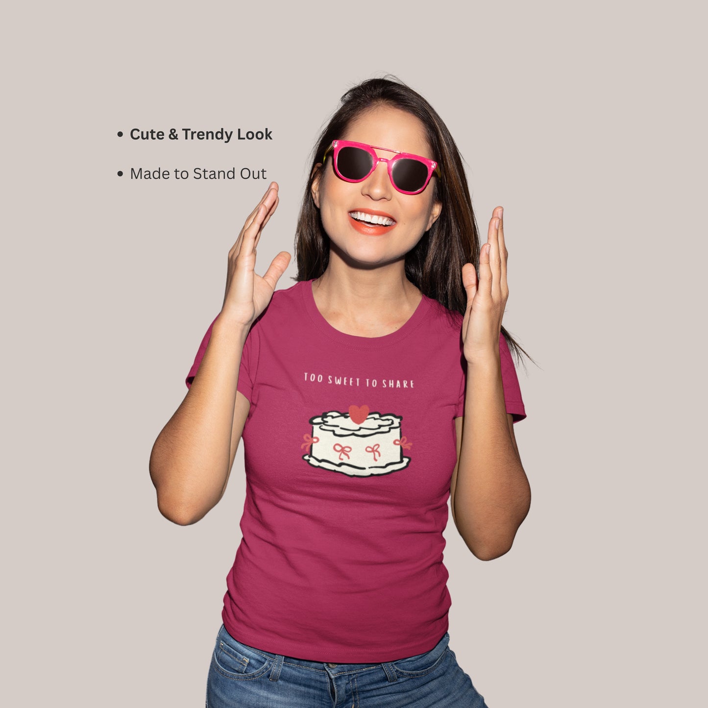 Too Sweet To Share Cake Graphic T-Shirt, Funny Stylish Tee, Cute Trendy Attire