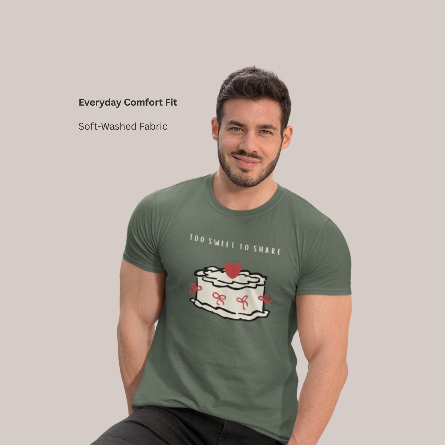 Too Sweet To Share Cake Graphic T-Shirt, Funny Stylish Tee, Cute Trendy Attire