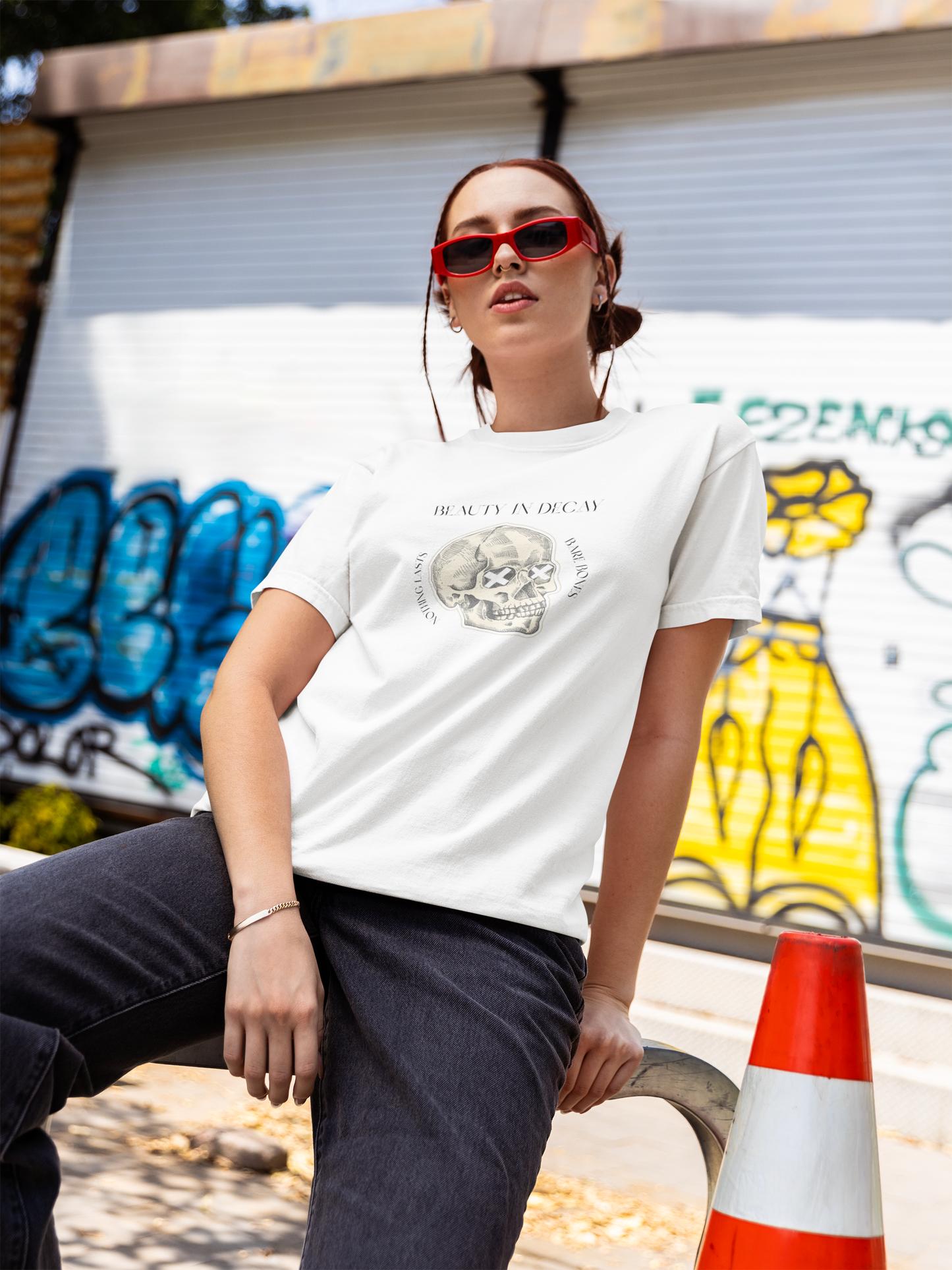 Beauty In Decay Skull T-Shirt, Minimal Gothic Tee, Elegant Aesthetic Graphic Shirt