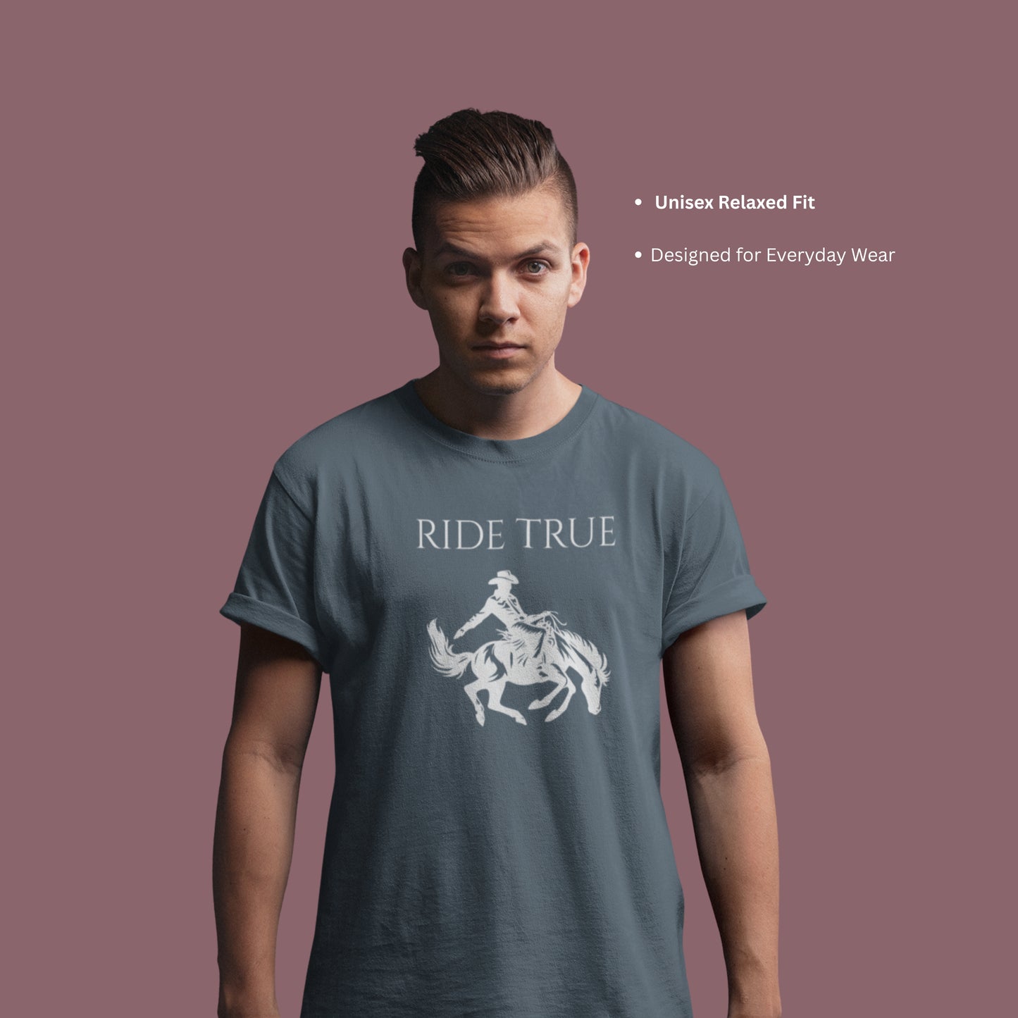 Ride True Cowboy T-Shirt, Rustic Western Graphic Tee, Timeless Country Rodeo Shirt