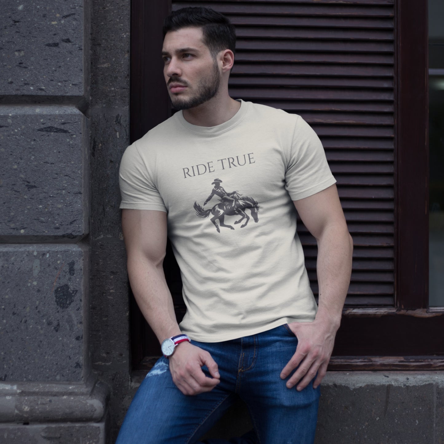 Ride True Cowboy T-Shirt, Rustic Western Graphic Tee, Timeless Country Rodeo Shirt