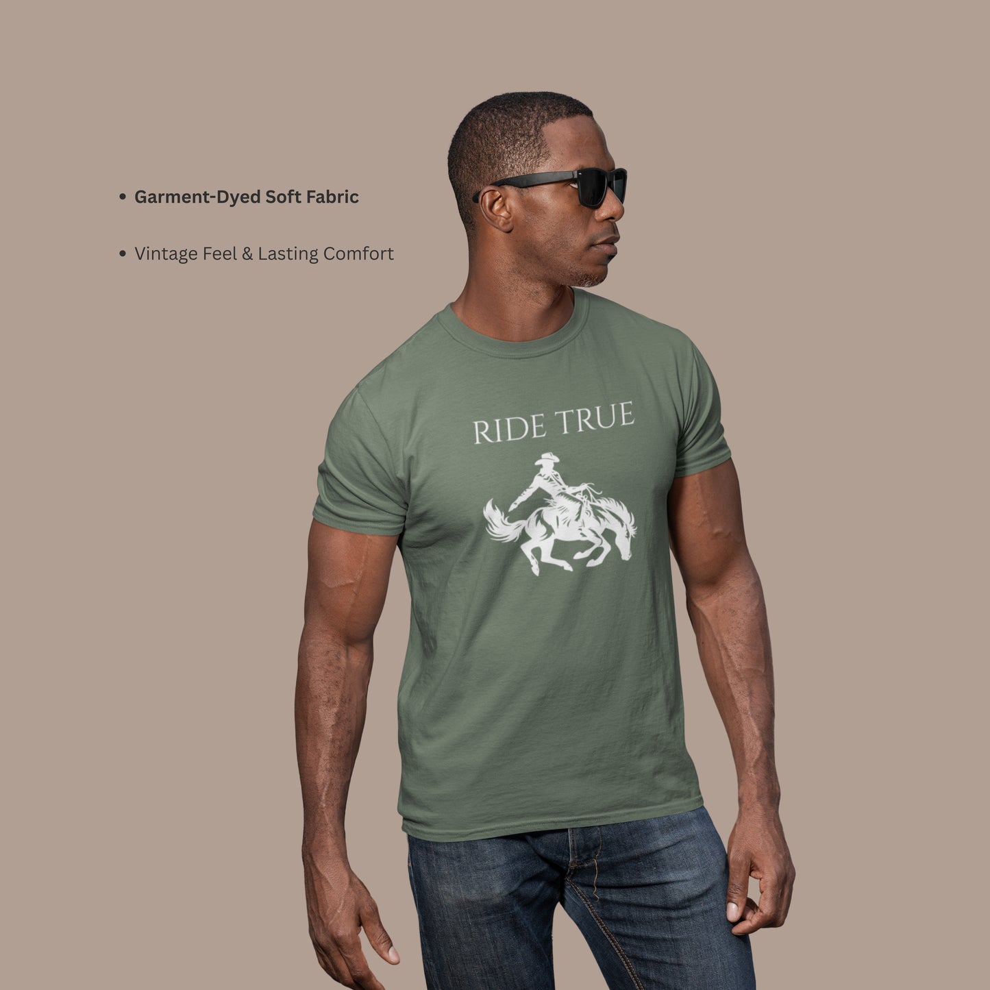 Ride True Cowboy T-Shirt, Rustic Western Graphic Tee, Timeless Country Rodeo Shirt