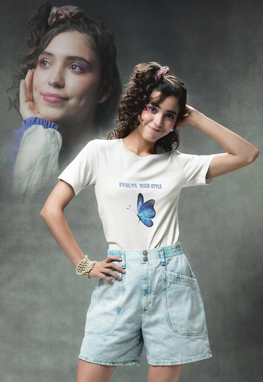 Neon Butterfly Graphic Tee: Y2K Cotton Shirt