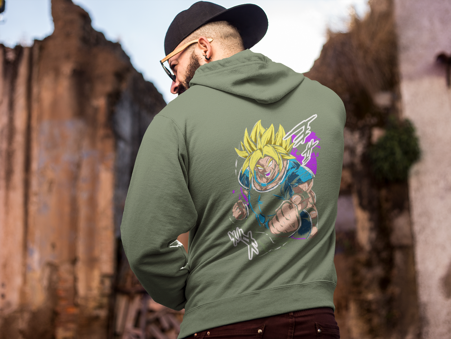 Saiyan Power Burst Graphic Hoodie – Back Print