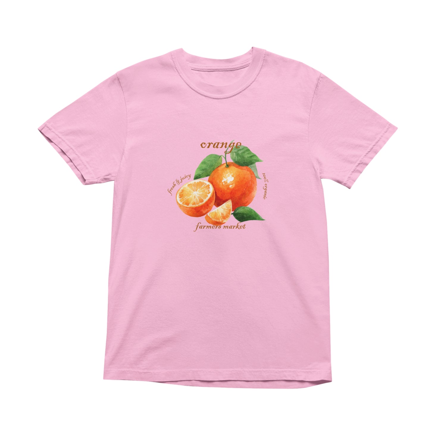 Orange Farmers Market T-Shirt, Trendy Colorful Tee, Unique Fruit Top