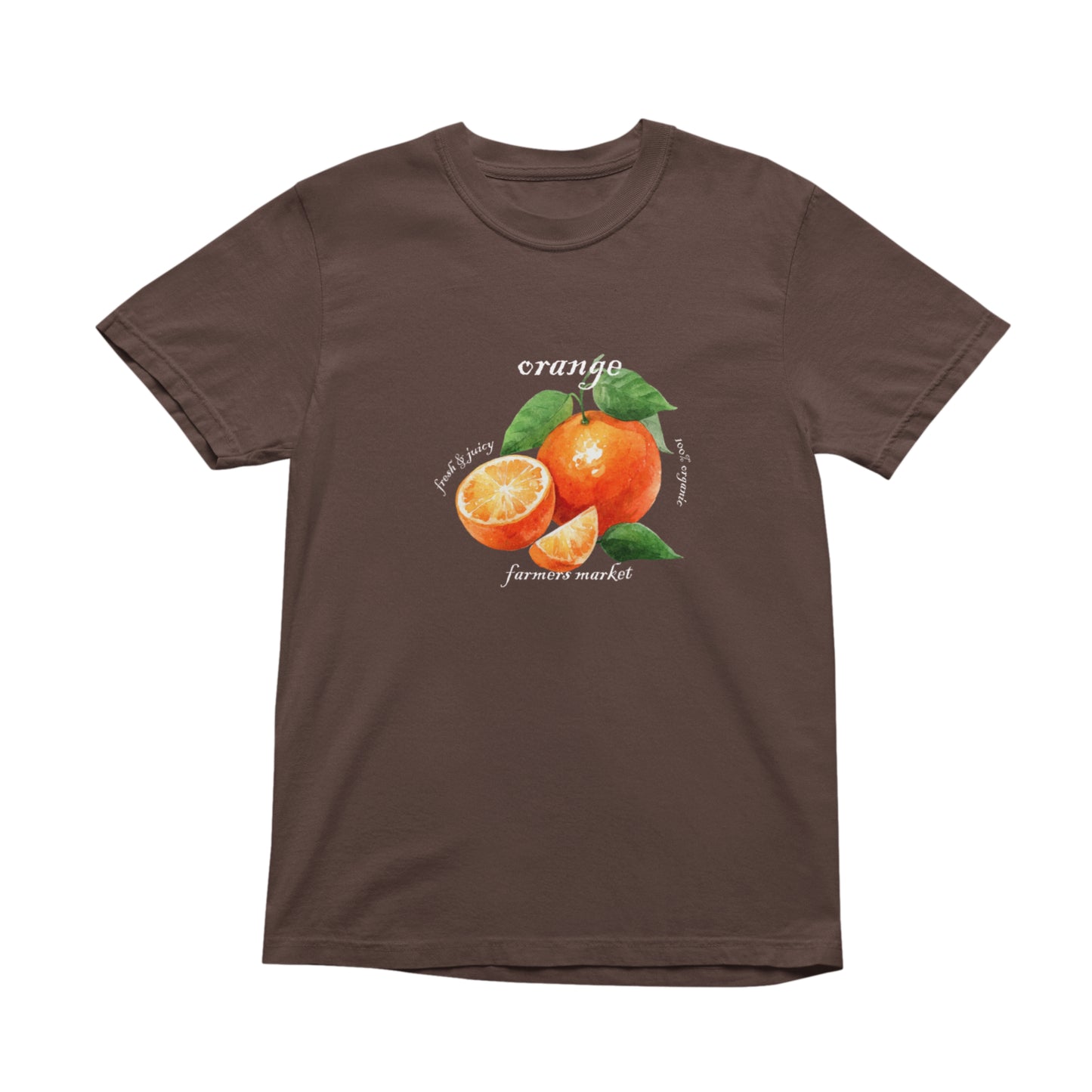 Orange Farmers Market T-Shirt, Trendy Colorful Tee, Unique Fruit Top