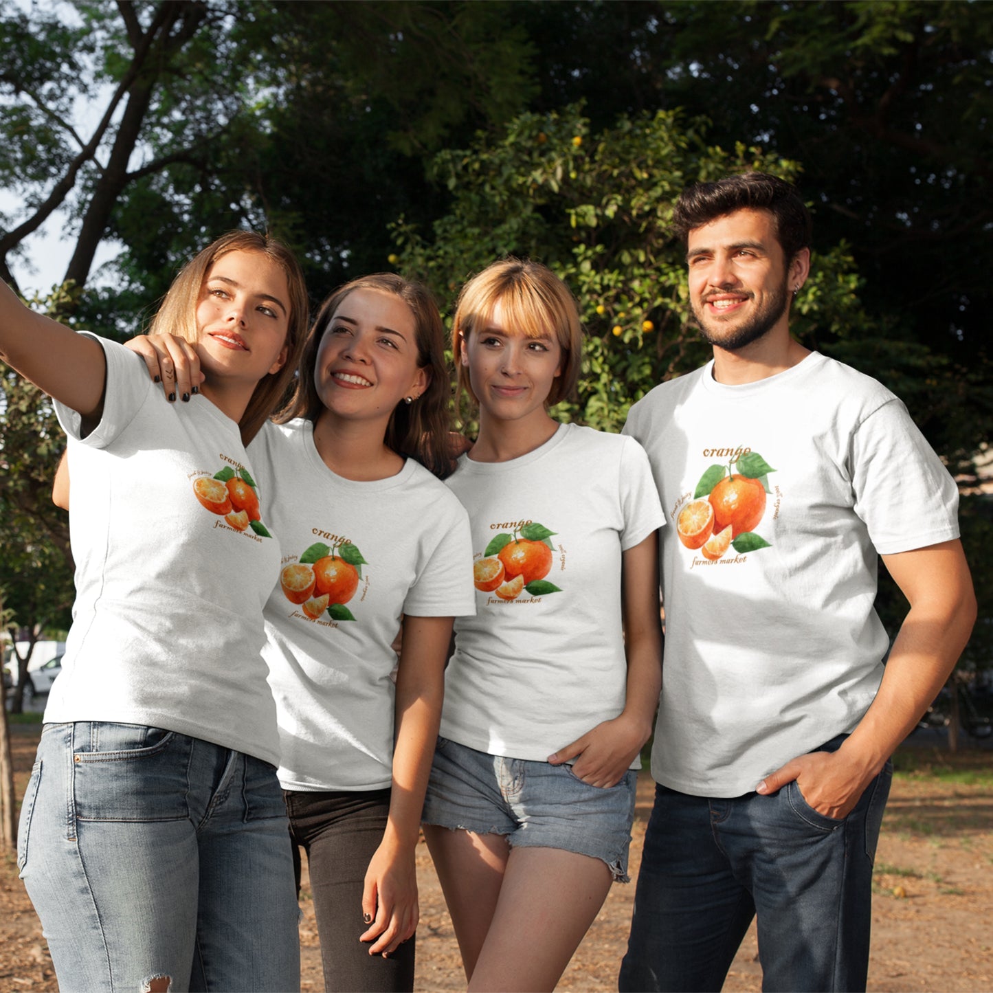 Orange Farmers Market T-Shirt, Trendy Colorful Tee, Unique Fruit Top