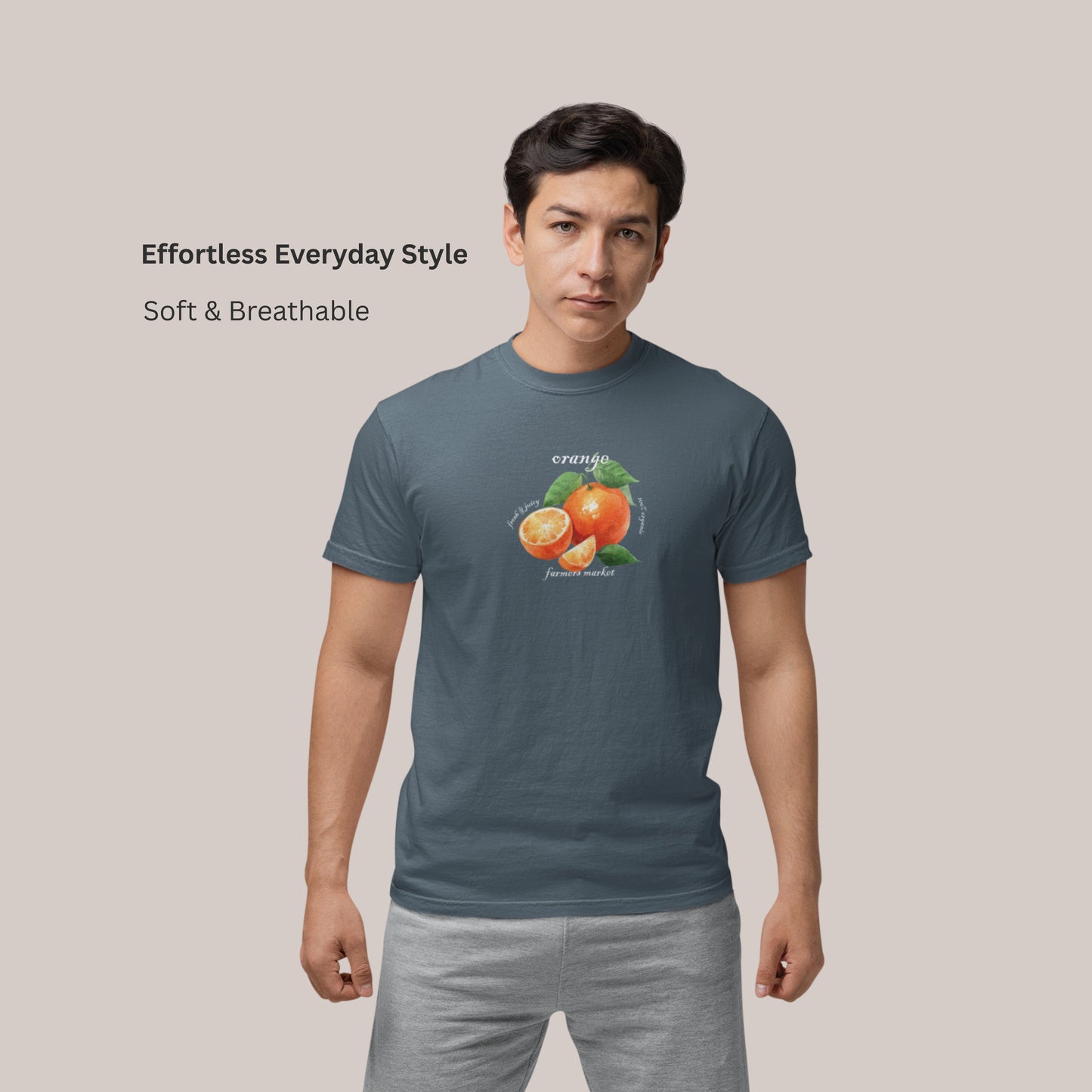 Orange Farmers Market T-Shirt, Trendy Colorful Tee, Unique Fruit Top