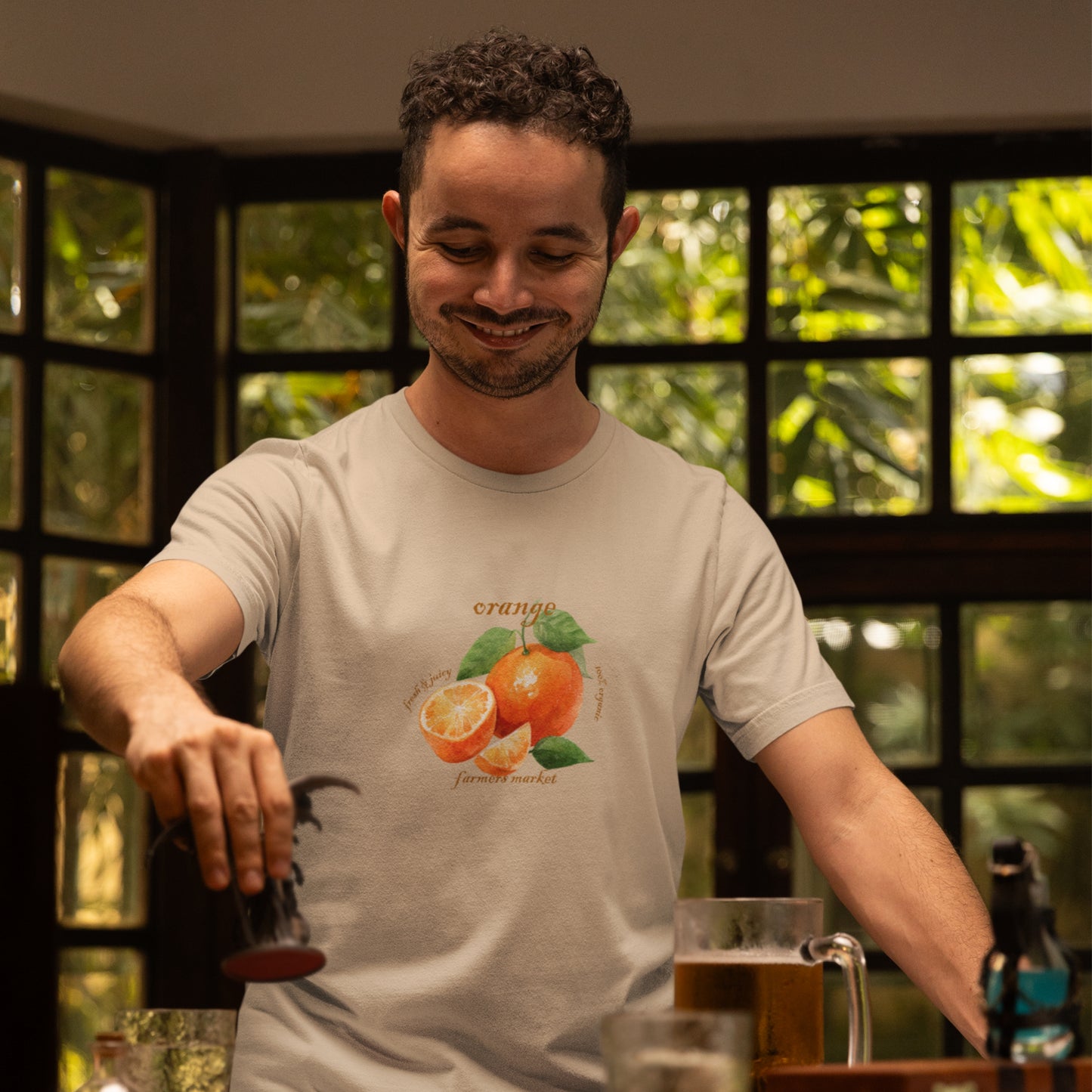 Orange Farmers Market T-Shirt, Trendy Colorful Tee, Unique Fruit Top