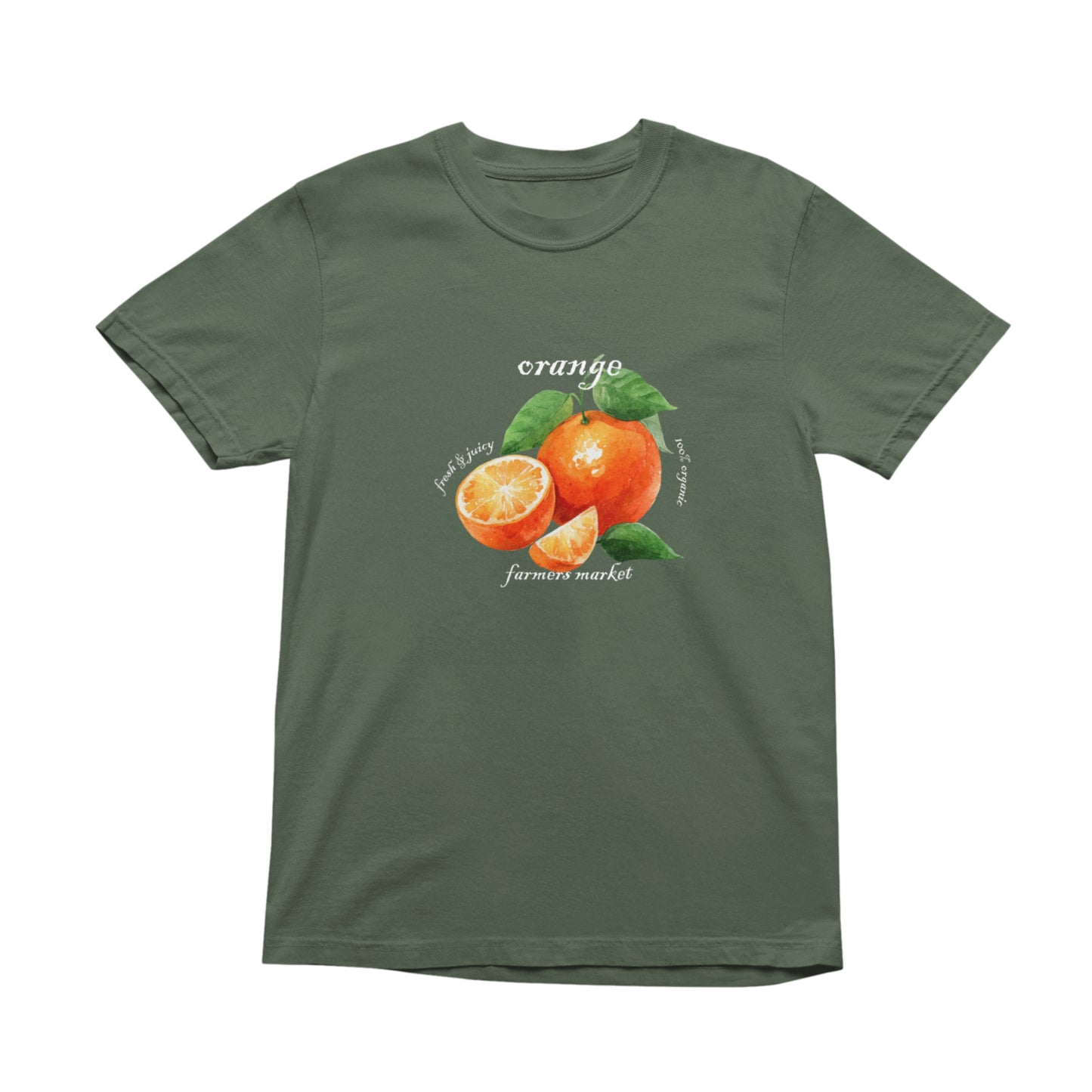 Orange Farmers Market T-Shirt, Trendy Colorful Tee, Unique Fruit Top