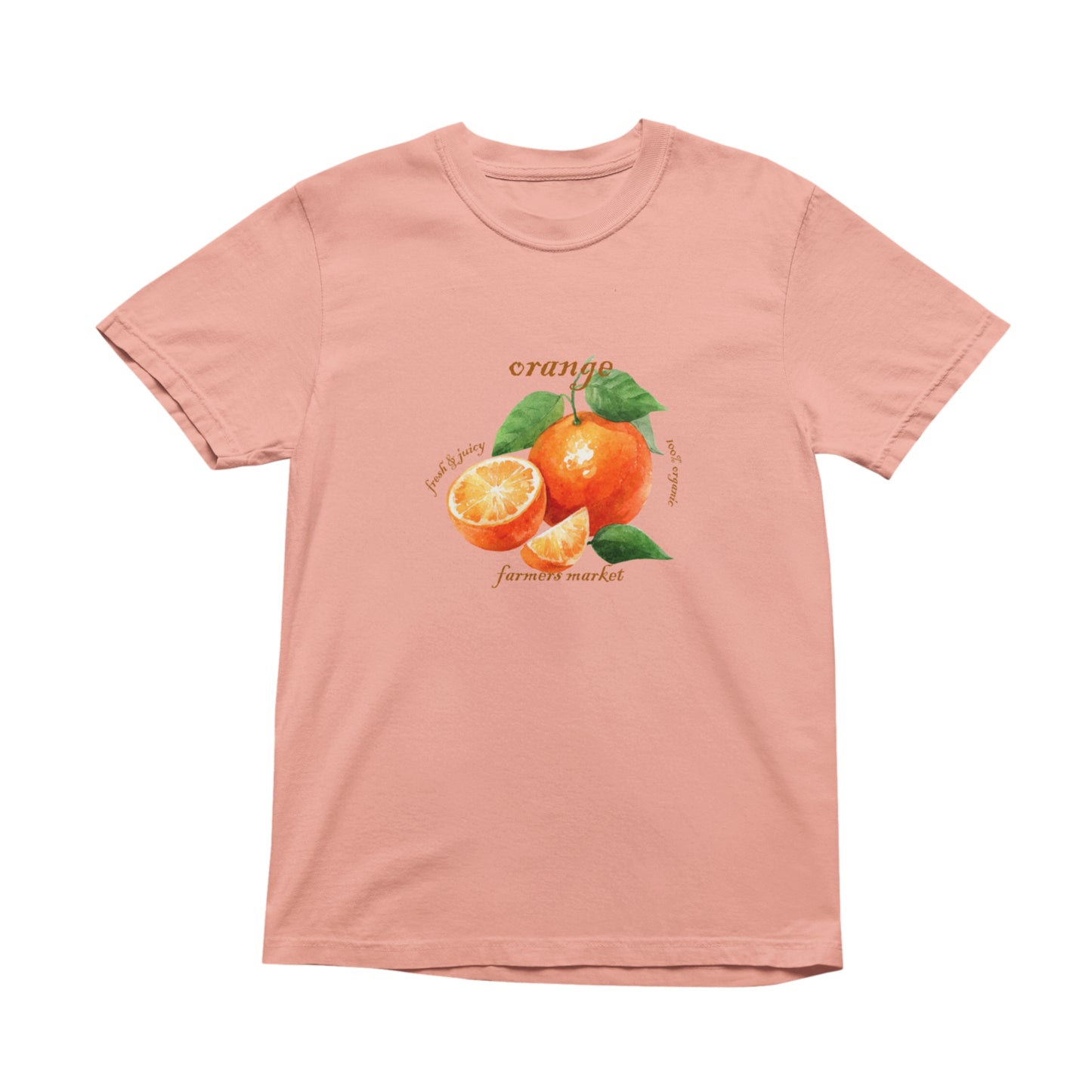 Orange Farmers Market T-Shirt, Trendy Colorful Tee, Unique Fruit Top