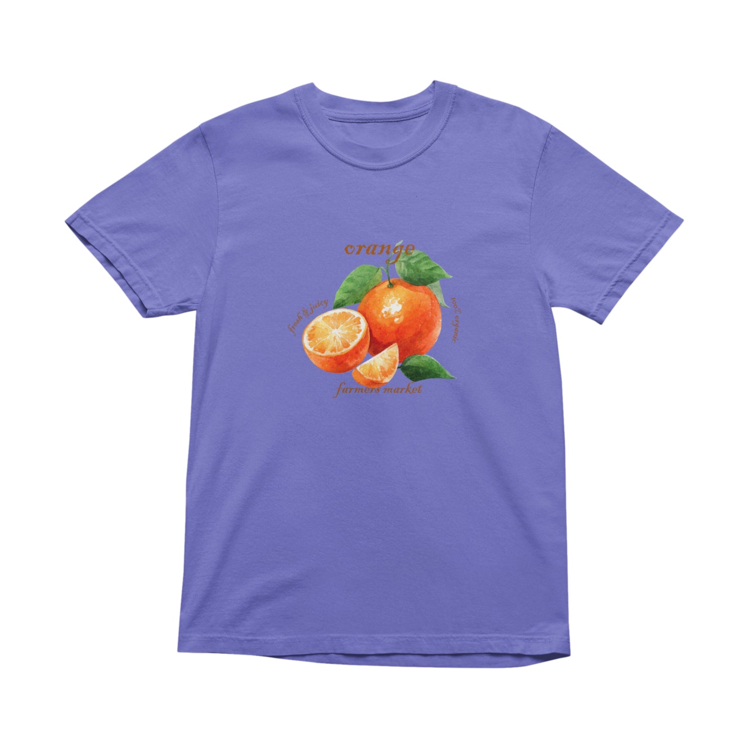Orange Farmers Market T-Shirt, Trendy Colorful Tee, Unique Fruit Top