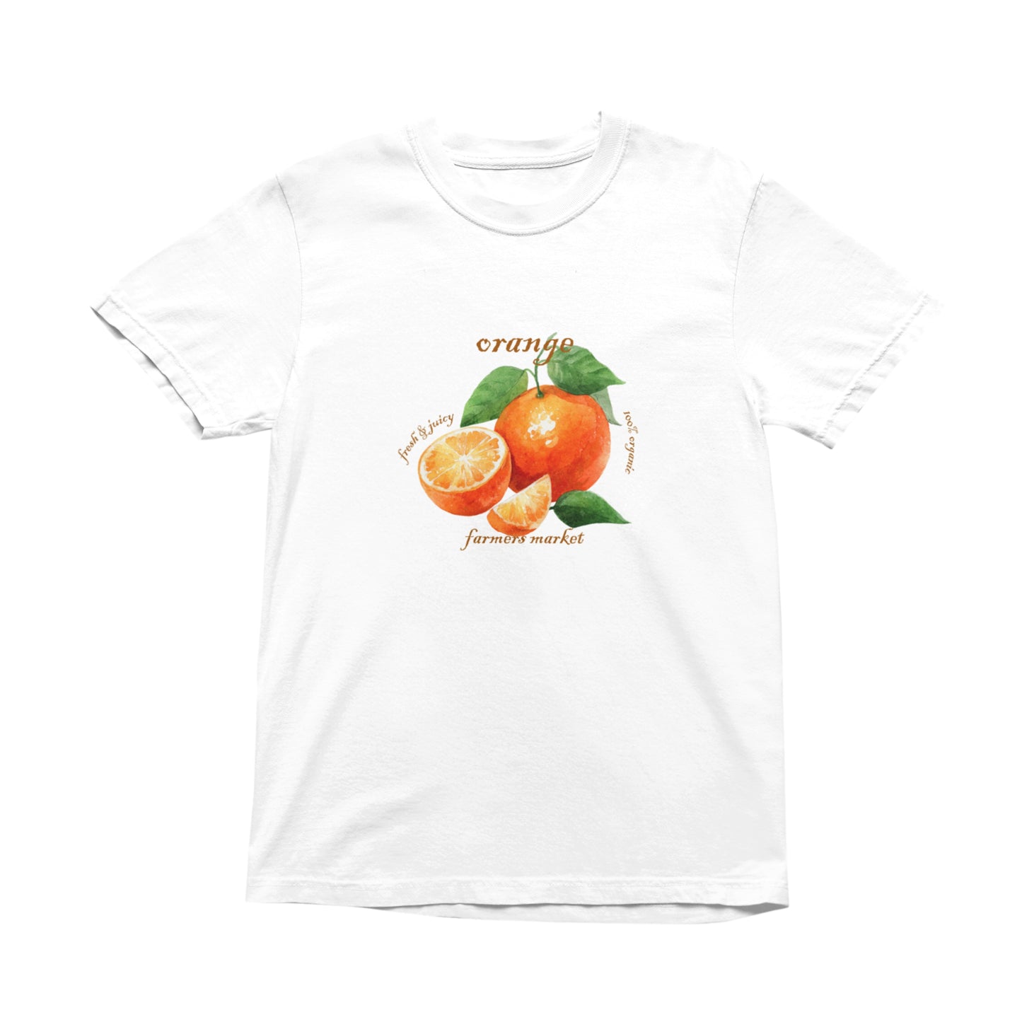 Orange Farmers Market T-Shirt, Trendy Colorful Tee, Unique Fruit Top