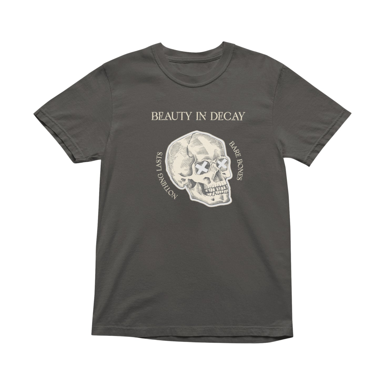 Beauty In Decay Skull T-Shirt, Minimal Gothic Tee, Elegant Aesthetic Graphic Shirt