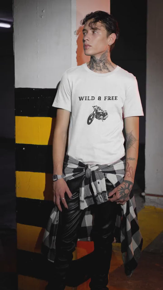 Wild & Free Motorcycle Tee: Unisex Adventure Shirt