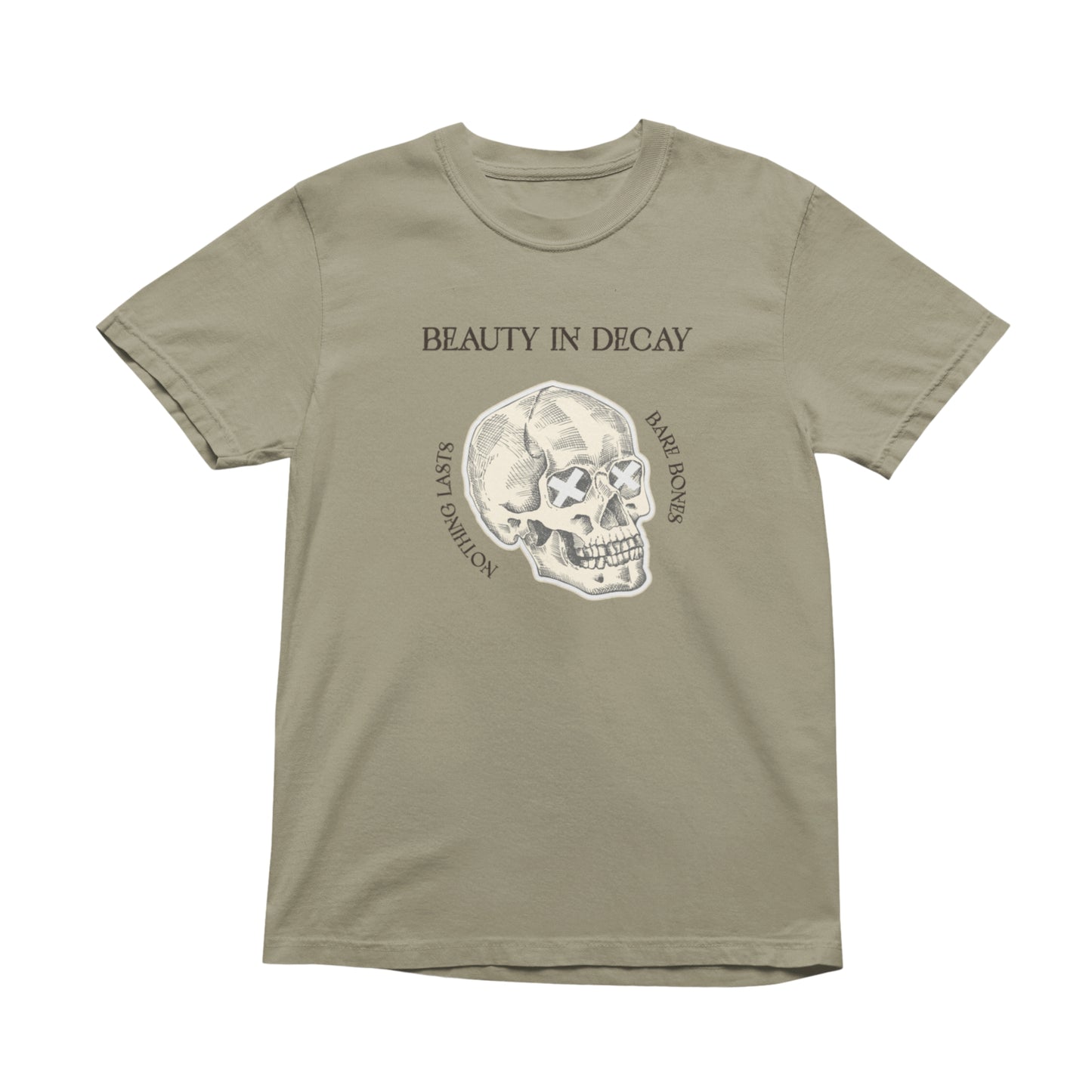 Beauty In Decay Skull T-Shirt, Minimal Gothic Tee, Elegant Aesthetic Graphic Shirt