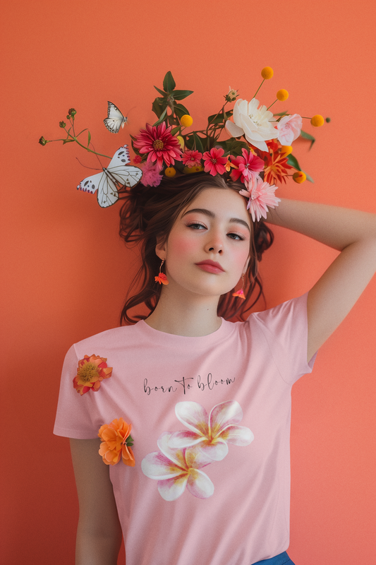 Born to Bloom Short-Sleeve T-Shirt, Beautiful Floral Cottagecore Aesthetic Tee