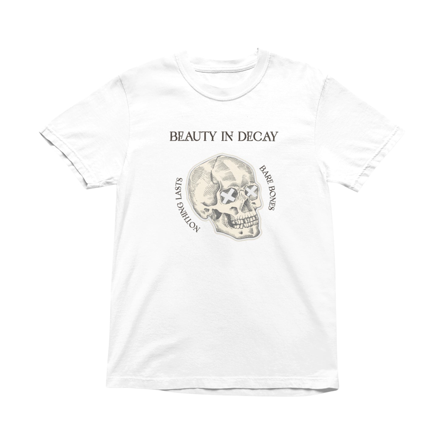 Beauty In Decay Skull T-Shirt, Minimal Gothic Tee, Elegant Aesthetic Graphic Shirt